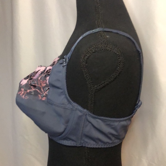 FINIKIN blue and pink floral lace bra. No padding. Underwire. Size 38 D. - Picture 3 of 9